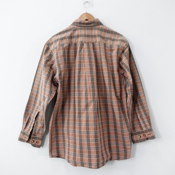 VINTAGE Orvis Shirts Men Medium Brown Plaid Button Down Cotton Tartan Casual L/S - Picture 8 of 10